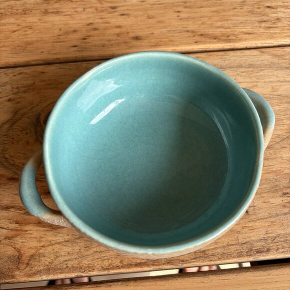 Aqua Taupe Winfield Pottery Covered Soup Chili Casserole Dish Pasadena READ - Picture 6 of 16